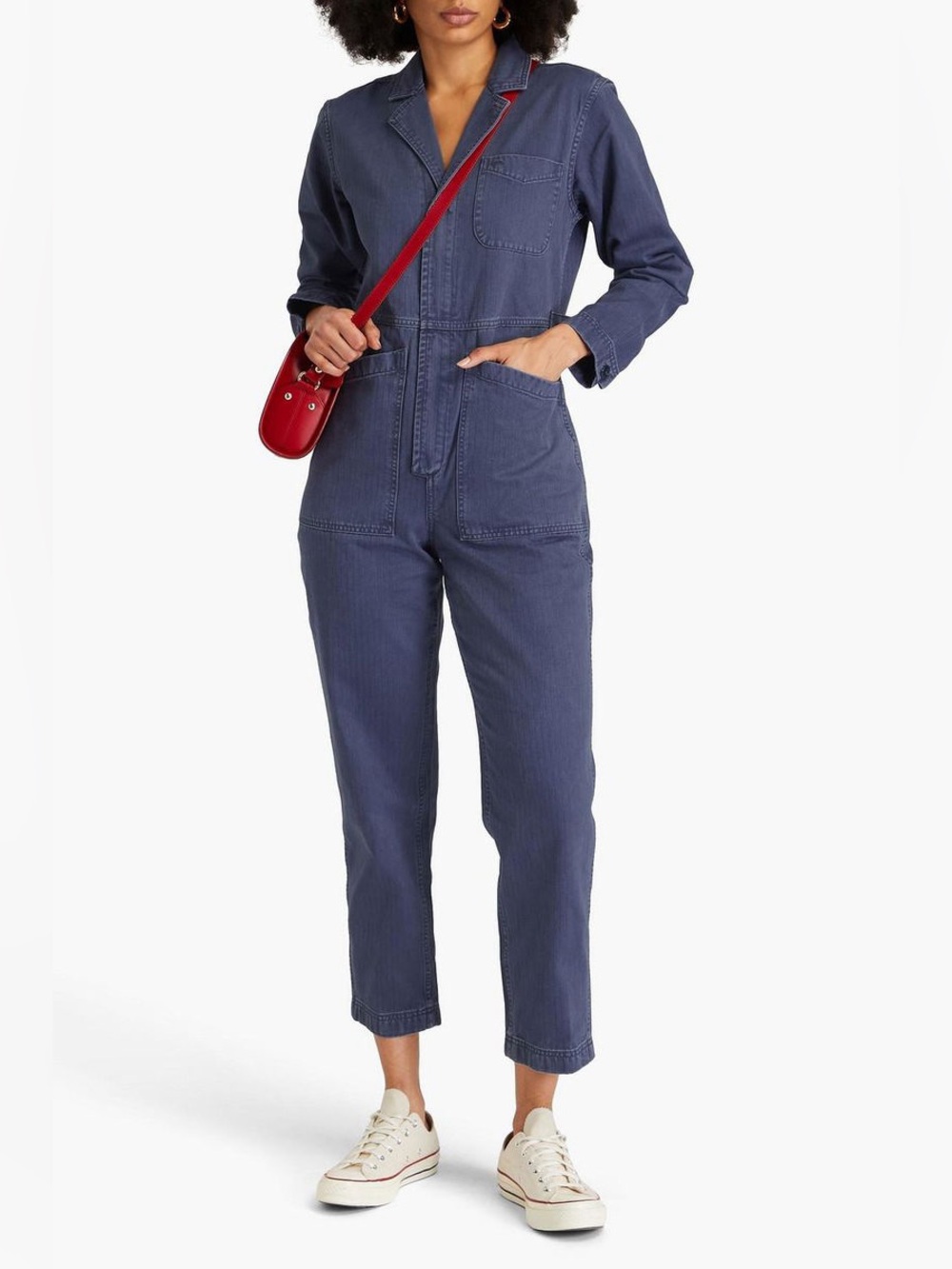 Alex Mill Standard Herringbone Boilersuit Jumpsuit S Grey Workwear Chic
